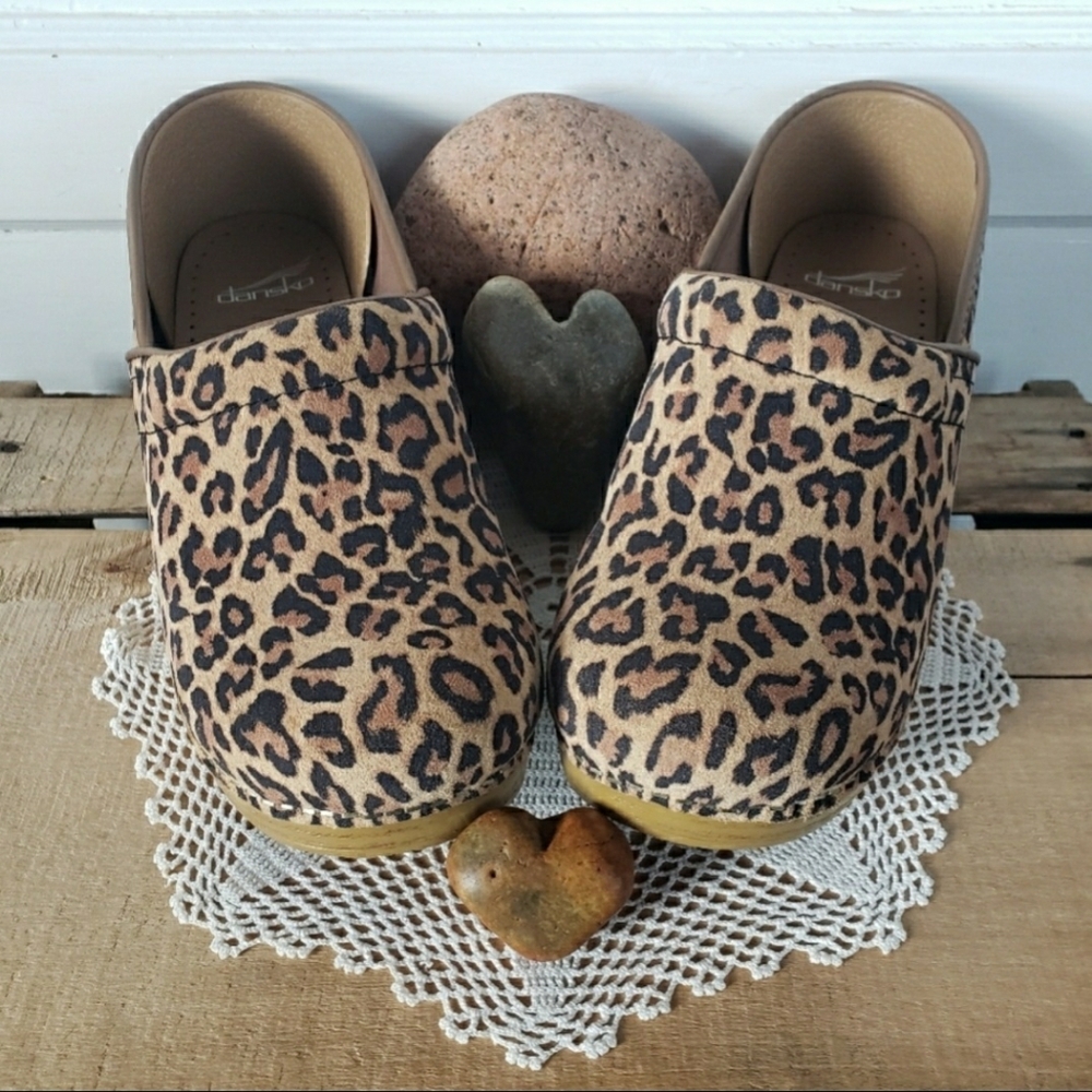 Meow Dansko Pro Leopard Clog Cheetah Animal Suede Boho Gypsy Cottage Neutral ⚘🐆 - Picture 10 of 13